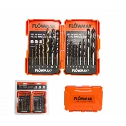 SET BROCAS PARA MADERA-METAL-CONCRETO FLOWMAK 16 PIEZAS